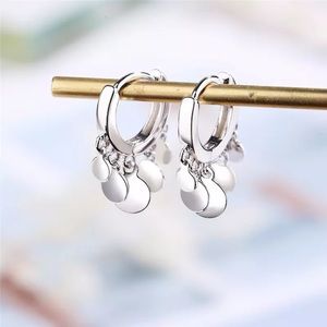 New Sterling Silver 925 Disc Tassel Hoop Earrings set
